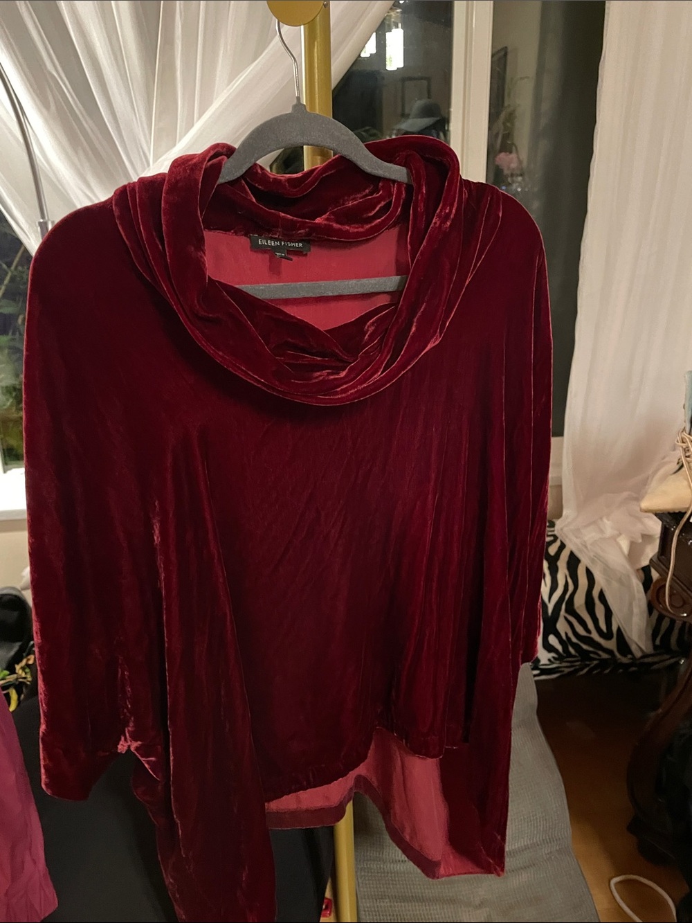 Eileen Fisher Velvet Cowl Neck Sweater - Deep Burgundy